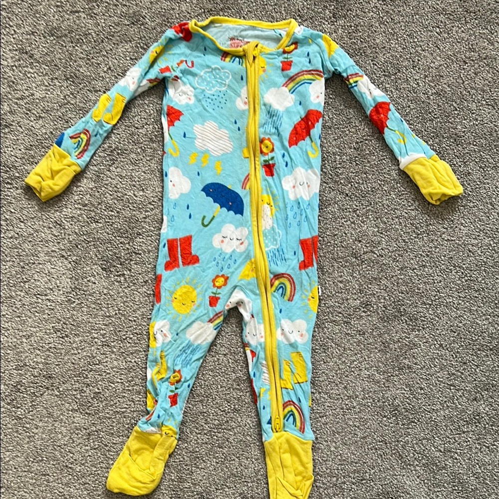 Little Sleepies Blue and Yellow Footies with Playful Design